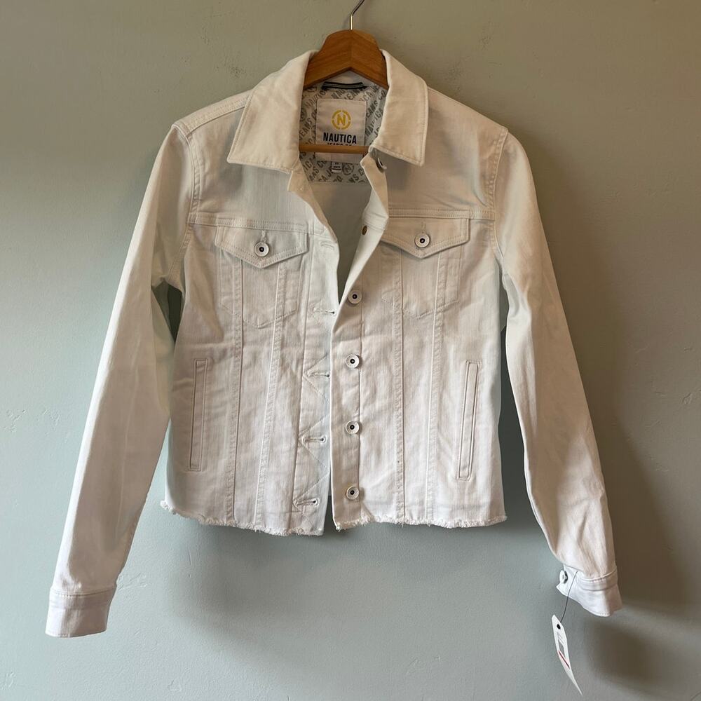 NWT Nautica Jeans White Denim Summer Stretch Jacket